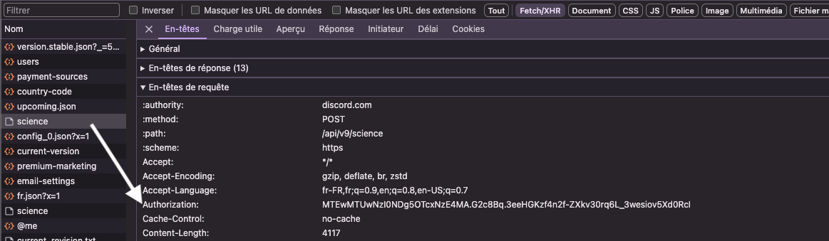 code d'authentification